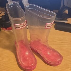 American Girl Clear Boots with Pink Soles Size 8/9 Toddler